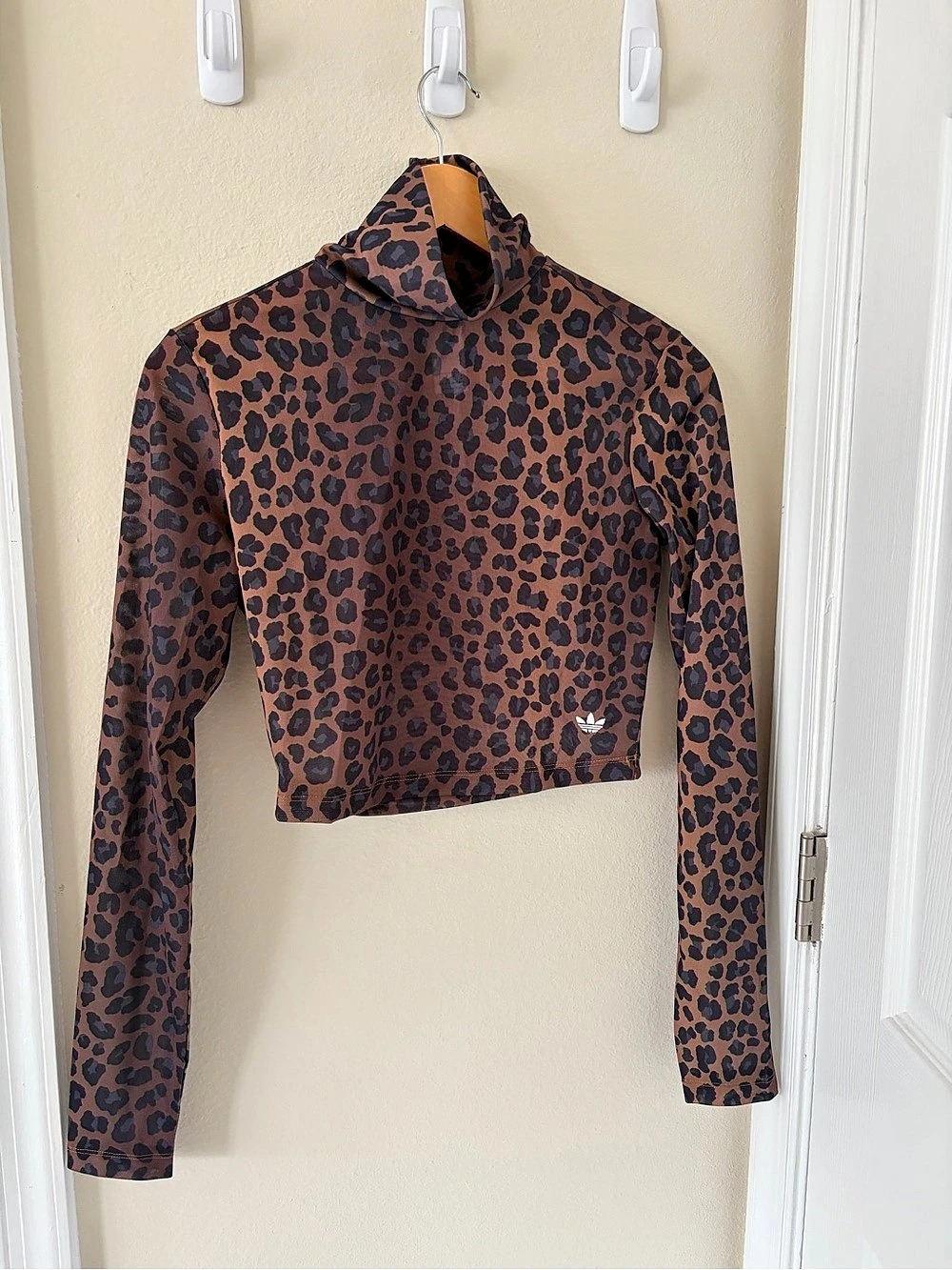 adidas Originals Leopard mesh Long Sleeve Tee Brown & Black Medium
